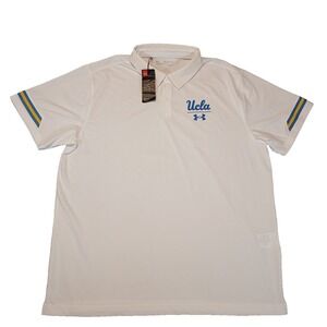 UCLA Bruins Game Staff White Polo Shirt-Mens XXL Under Armour‎ Heat Gear Golf